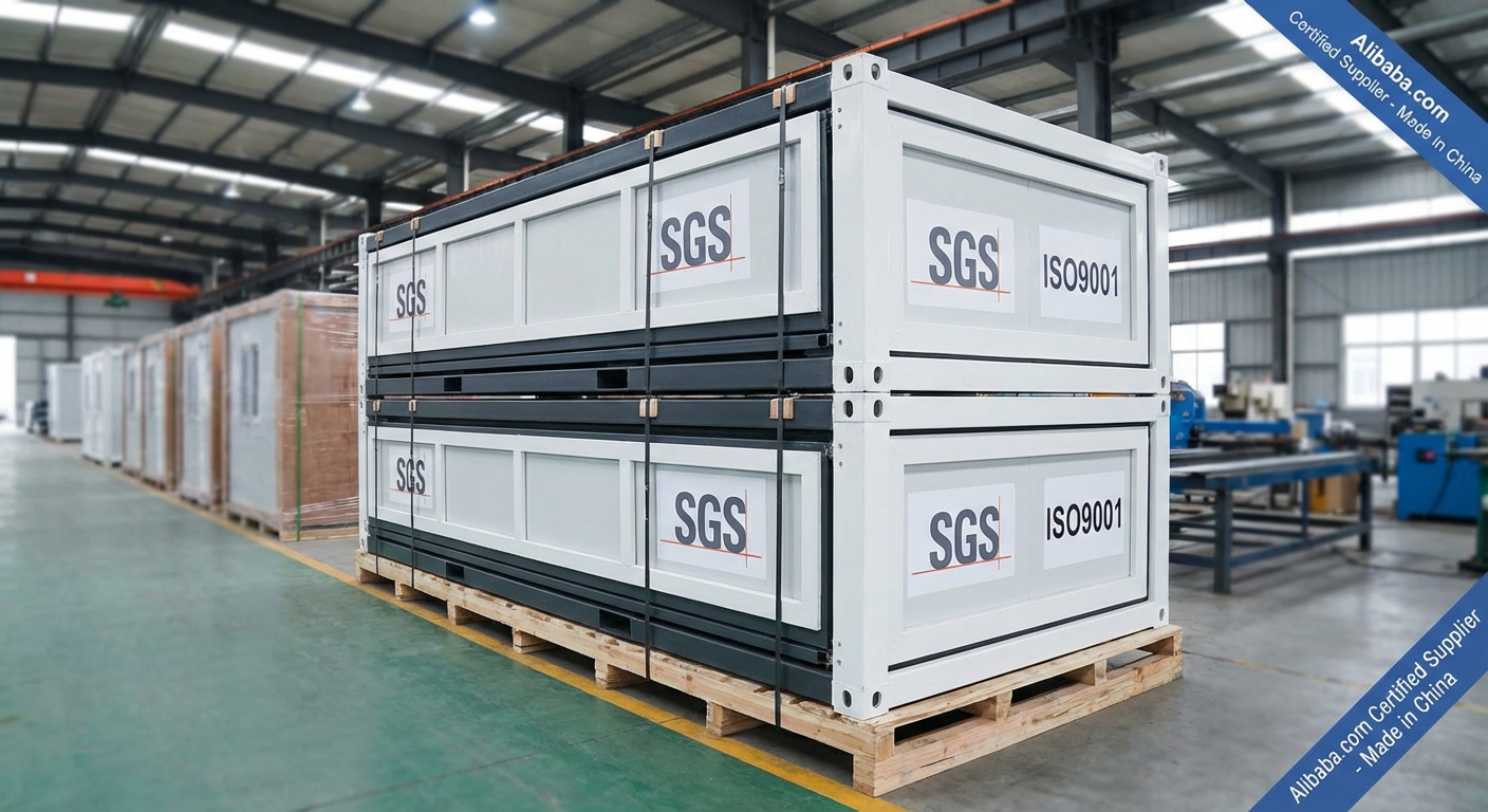 40ft 拡張コンテナ — 出荷前（折畳み状態）