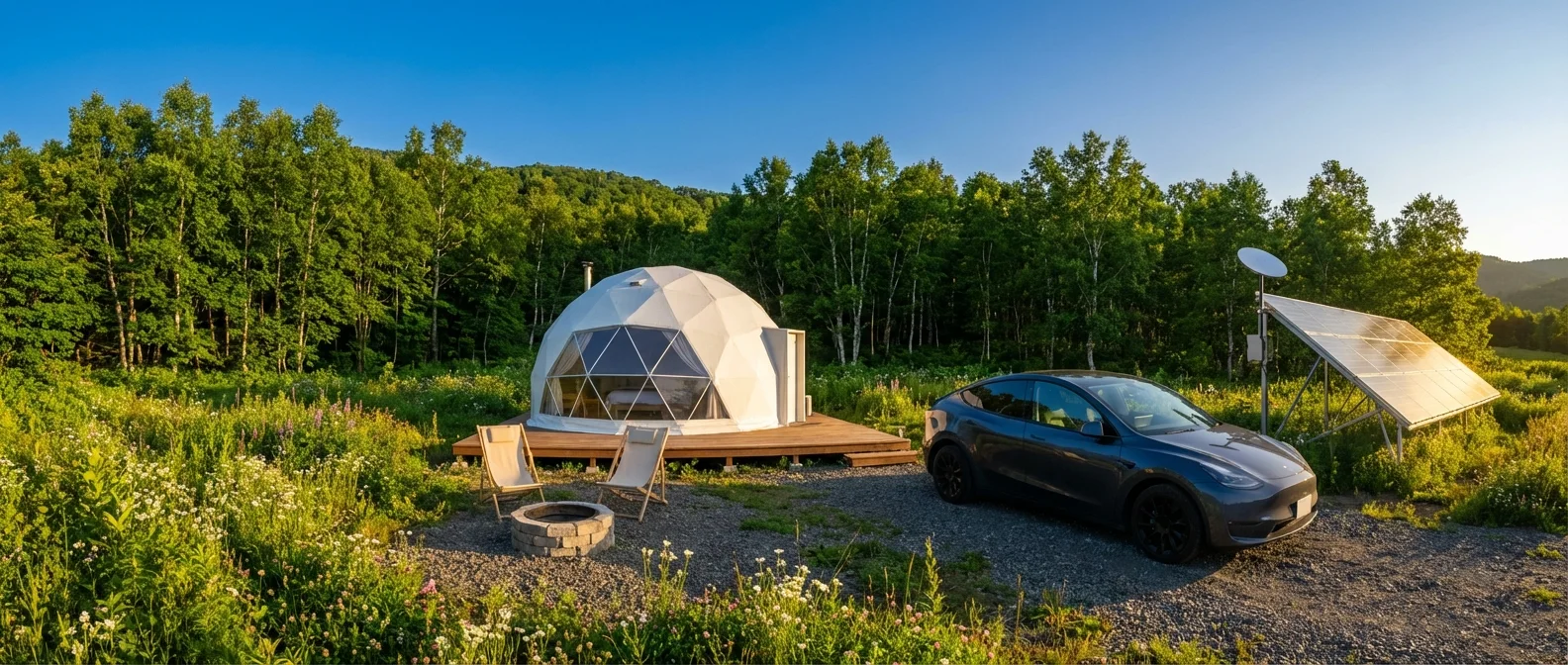夏の原野 — ドームとデッキ